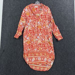Sea Lustre Dress Women's Small Medium Orange Multicolor Floral Boho Handmade